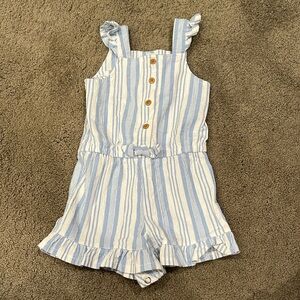 Little Me Blue and White Striped Romper